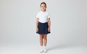 Eddie Bauer School Girls 6 Uniform Scooter Skort Blue Adjustable Waist